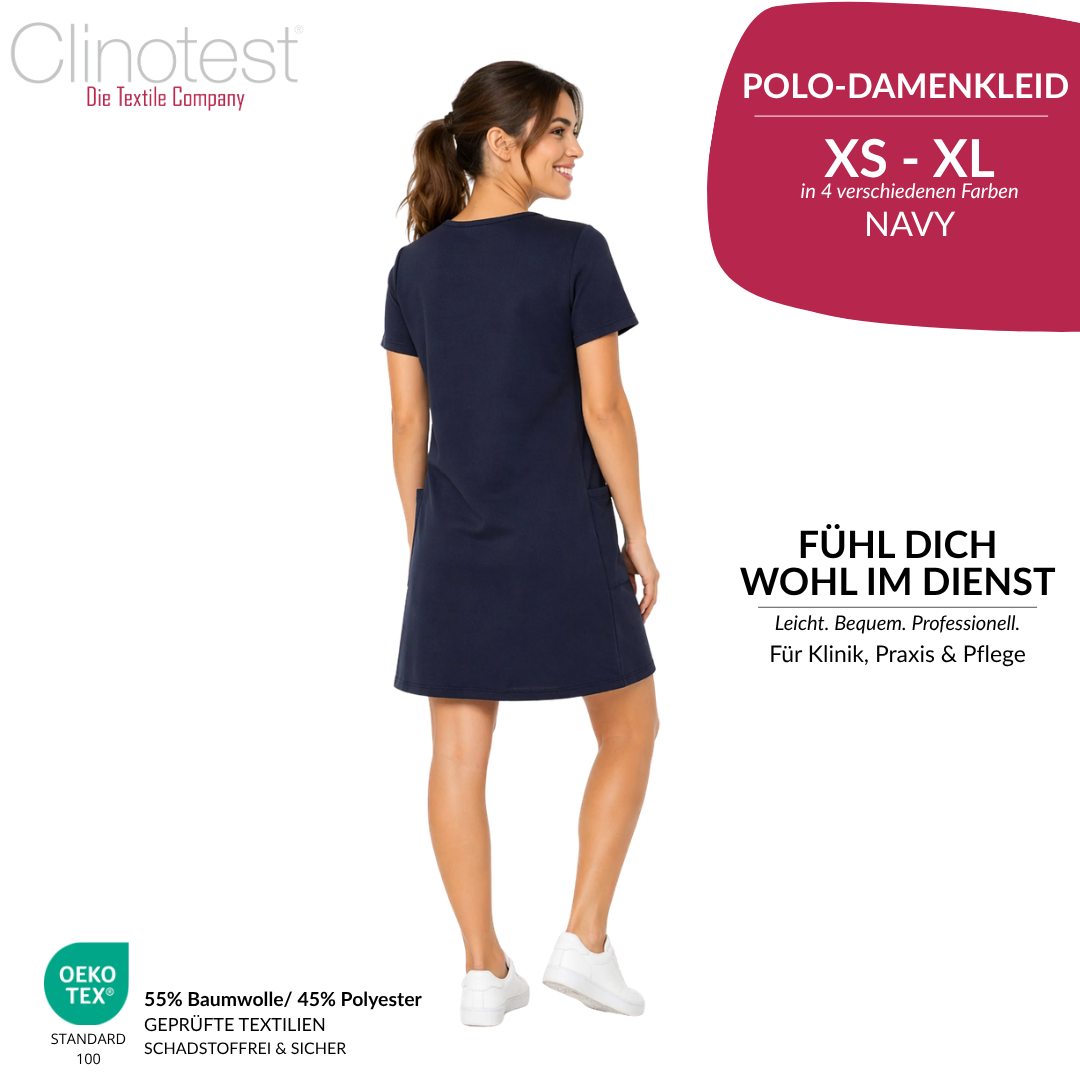 Clinotest Damen Premium Polo‑Kleid