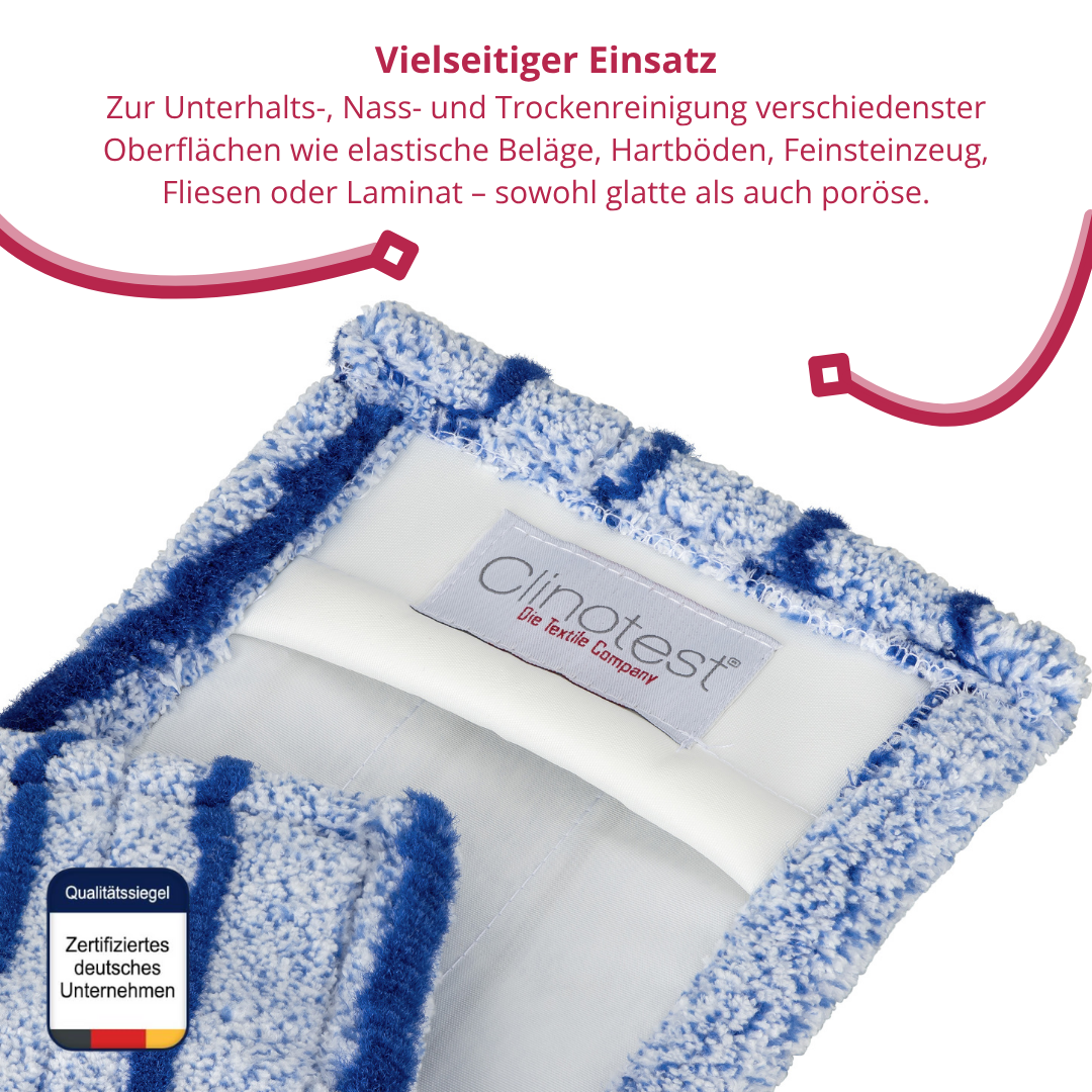 Clinotest Wischmopp, "Runner Blue DB-FC 2.0" Wischbezug, 40 cm