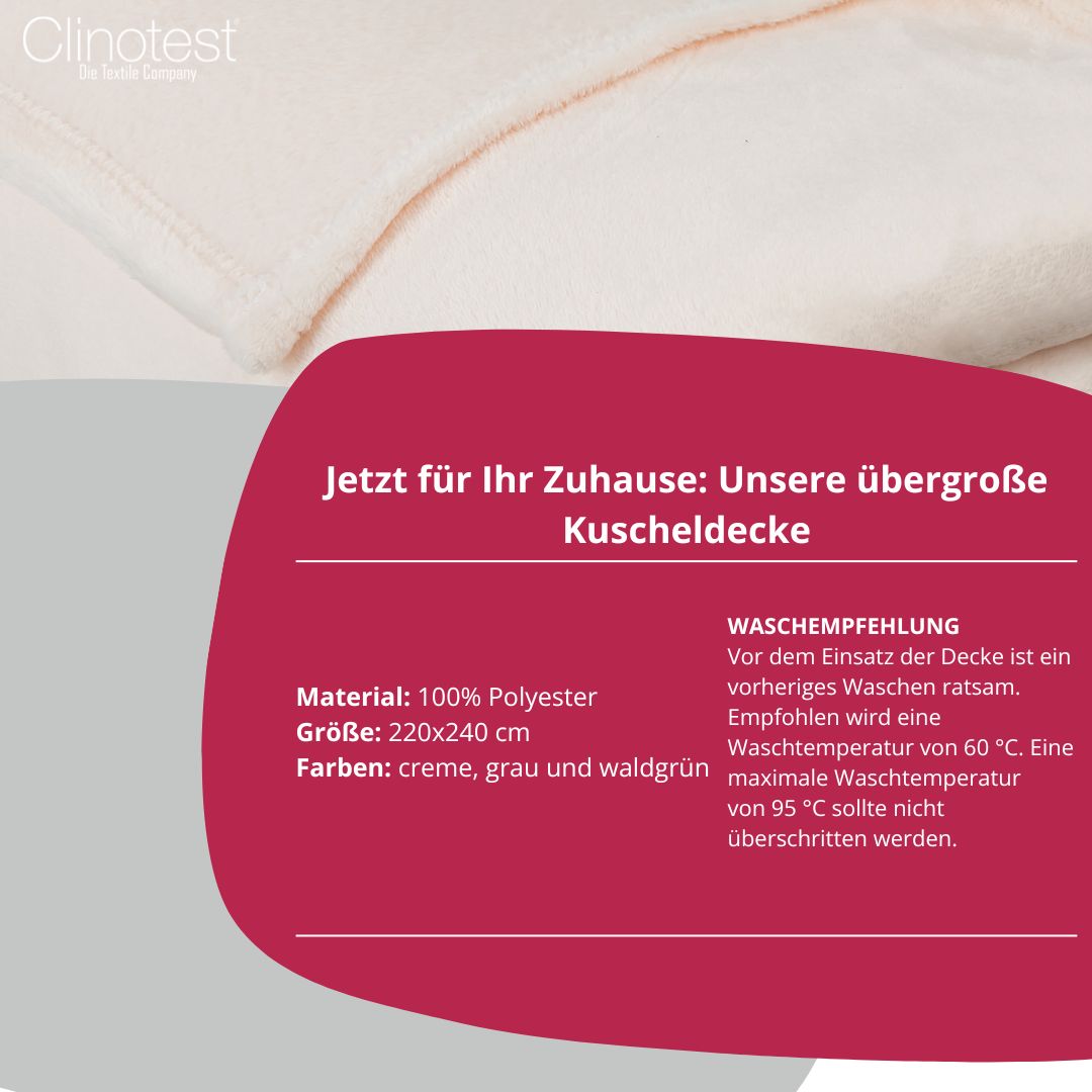 Clinotest XXL Kuscheldecke, 220x240 cm